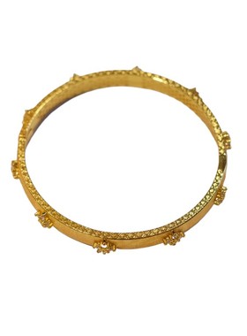 中古沙金拉丝镶钻手镯实心黄金色