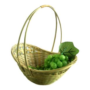 水果竹篮编织筐手提家用元宝形状竹制品干果收纳青篾小号装饰商用