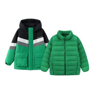 巴拉巴拉儿童羽绒服男童加厚外套女童连帽两件套2025冬季新款童装