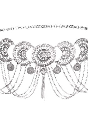 废土风镂空花朵金属腰链流苏系腰配饰复古配裙子腰饰异域拍照装饰