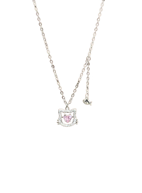 ins风粉钻小猫咪项链女生轻奢小众高级感凯蒂猫锁骨链送女友礼物