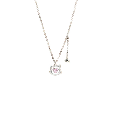 ins风粉钻小猫咪项链女生轻奢小众高级感凯蒂猫锁骨链送女友礼物