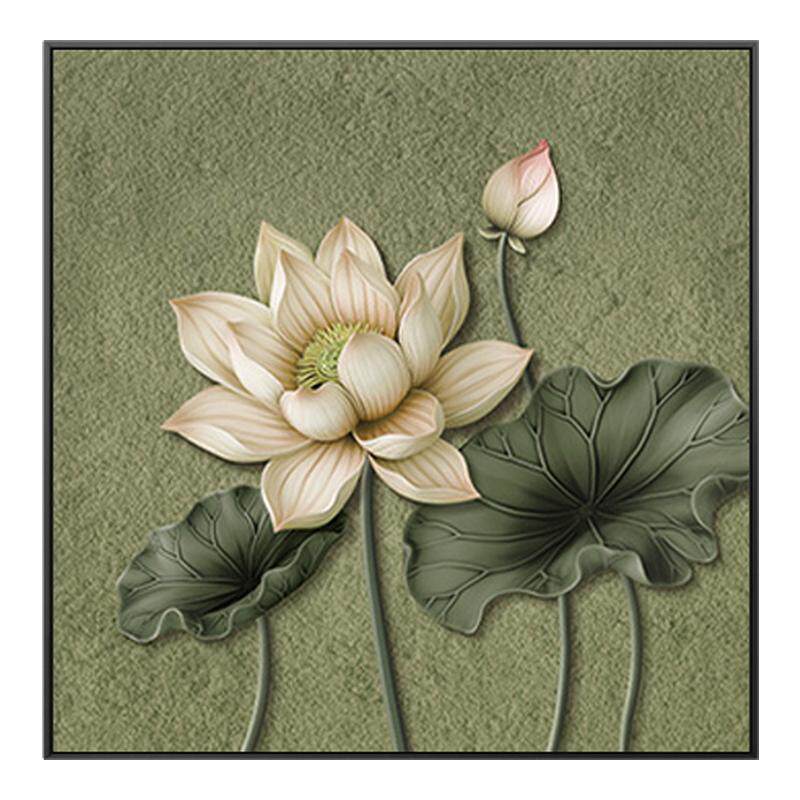 中古风荷花装饰画玄关走廊挂画