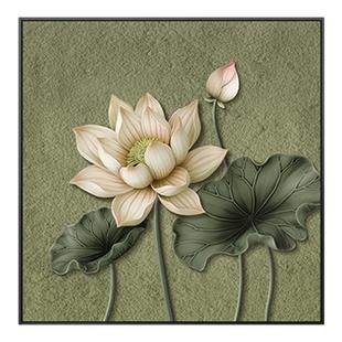 中古风荷花装饰画客厅玄关柜走廊过道挂画餐厅卧室床头茶室墙壁画