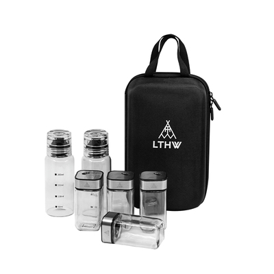 LTHW旅腾露营玻璃调味油盐酱醋瓶户外便携式野餐调料瓶硬质收纳盒