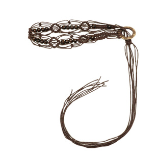 复古民族风木环花纹串珠腰绳女手工编织显瘦腰带配饰裙子牛仔裤带