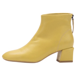 真皮羊皮跟高5cm小香风女高跟方头气质裸靴法式显瘦短靴2025新款