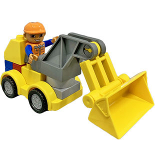 大颗粒积木拼装益智工程车挖掘机消防车警车2-6岁男儿童铲车玩具