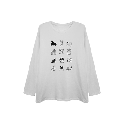 NAZ那子大码冬装云朵绒柔软卡通减龄印花T恤胖mm白色休闲上衣女