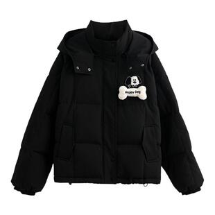 森女部落甜美宽松连帽羽绒服女2026新款小狗刺绣设计感百搭外套冬