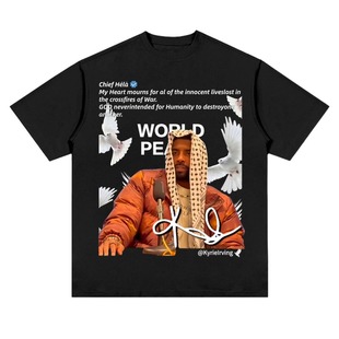 欧文为巴勒斯坦发声印花重磅纯棉短袖hiphop美式球星帅气圆领t恤