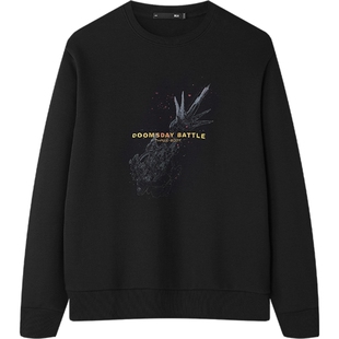 HLA/海澜之家三体联名系列卫衣2026春秋新款圆领五明治印花上衣男