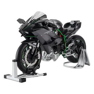 华一合金车模1:6川崎-H2赛道版摩托车声光玩具车喷雾模型摆件