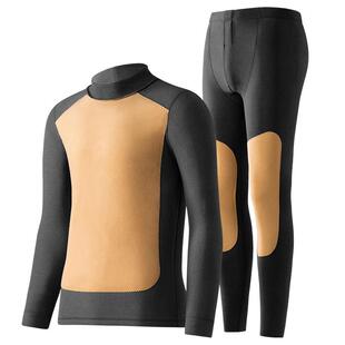 梦特娇半高领羊绒蚕丝保暖内衣套装男士德绒发热驼绒加绒秋衣秋裤