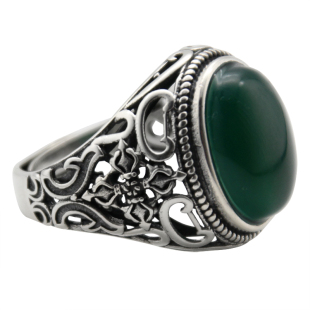 蒙歌银饰蒙古元素男款戒指民族风花纹镂空男士大指环S925纯银复古