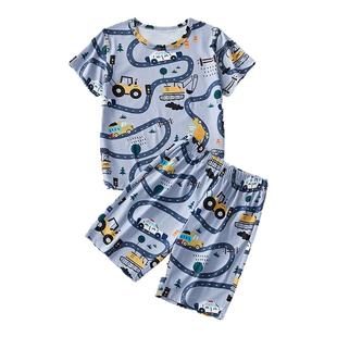 2024年夏季新款儿童卡通汽车套装男童儿童短袖短裤中小童套装