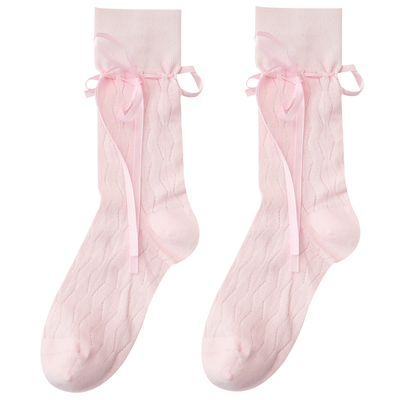记忆兔miu芭蕾风绑带蝴蝶结袜子