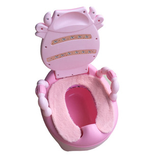 儿童加厚毛绒马桶粘帖暖垫通用奶牛熊猫小孩坐便器宝宝绒布软座套