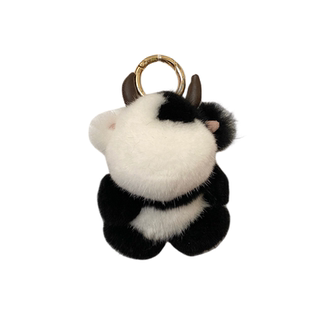 真水貂毛绒公仔可爱小奶牛包包挂件网红汽车钥匙扣挂饰生日礼物女