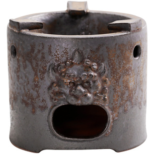 陶怡复古粗陶茶壶可炭烧围炉煮茶锤纹藤编提梁茶壶球状滤孔干烧壶