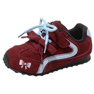 红蜻蜓儿童鞋子女童运动德训板鞋2025新款秋冬季女孩软底加绒红色
