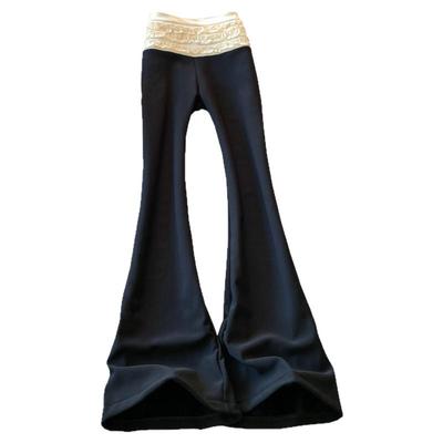 低腰微喇阔腿裤女西裤黑色长裤春