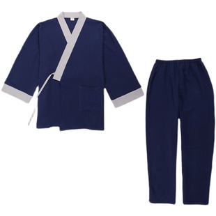 春夏男纯棉汉服古风睡衣家居服长裤套装大码薄款禅服道服中国风