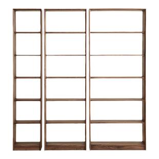 组合书柜原木整墙定制原木收纳书房客厅实木展示柜黑胡桃橡木书架