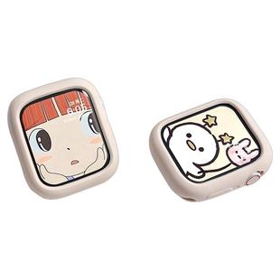 适用applewatch硅胶保护壳S11边框壳iwatchS10半包软壳SE3代硬壳7透明防摔代45mm苹果手表壳表带保护套