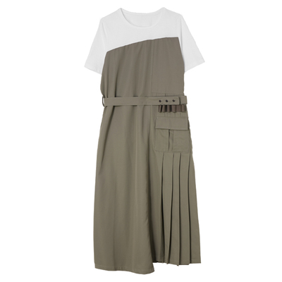 2024夏季新款异材拼接T恤裙休闲