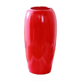 简约现代红色仿陶瓷树脂花瓶摆件客厅插花仿真花柿子干花银柳专用