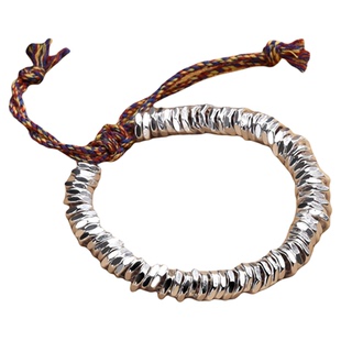 正品9999纯银盘缠手链男足银手串女2025新款实心光面碎银几两饰品