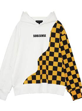 soulsense潮牌网格系列白色帽衫