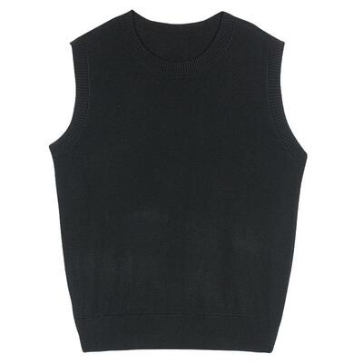 谜底针织衫背心女2025春新品百搭宽松短款毛衫上衣无袖251MZ0381