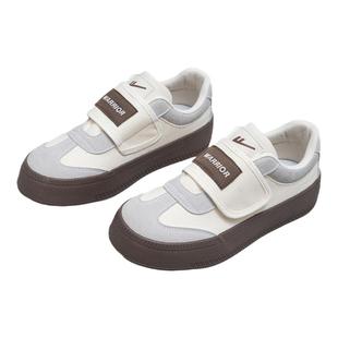 回力帆布鞋女款2026春季新款懒人一脚蹬板鞋休闲魔术贴厚底德训鞋