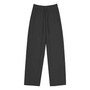 白色醋酸羊毛阔腿裤女25秋冬高腰显瘦慵懒垂感直筒运动弯刀糯米裤