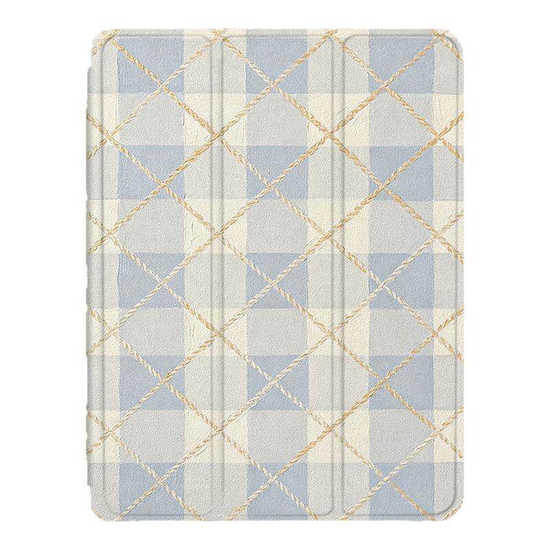 适用简约格纹小米7s文艺线条8pro/Ultra平板5红米Redmi创意Pad/SE/4Plus/6Max/11/6s带笔槽12.4寸Pro保护套壳