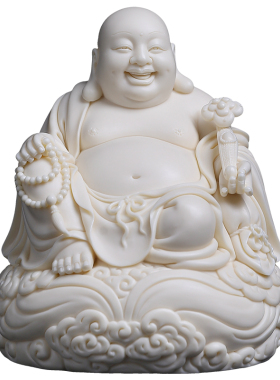 戴玉堂陶瓷林建胜《坐云如意佛珠弥勒》收藏商务送礼摆件家居饰品