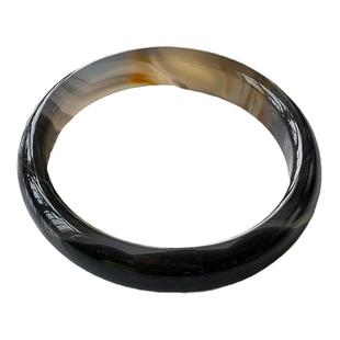 沛孚珠宝新品天然黑玛瑙玉髓手镯冰墨玉黑色镯子手饰女款正品包邮