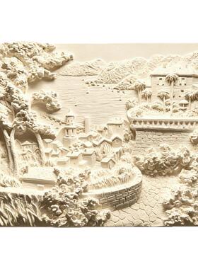 立体浮雕画客厅装饰画 DIY上色背景墙浮雕挂画精致欧式风格装饰画