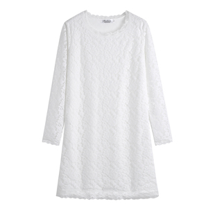 秋冬季新款大码蕾丝连衣裙加绒加厚保暖打底衫长袖百搭中长款裙子