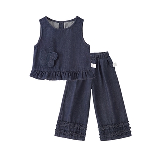 [抗菌防褪色]女童牛仔套装宝宝春季两件套儿童洋气时髦大童衣服女