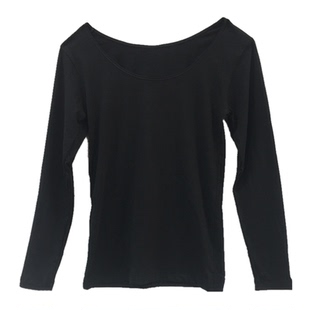 格凯女士竹纤维大低圆领超薄单件上衣贴身保暖内衣秋衣打底棉毛衫