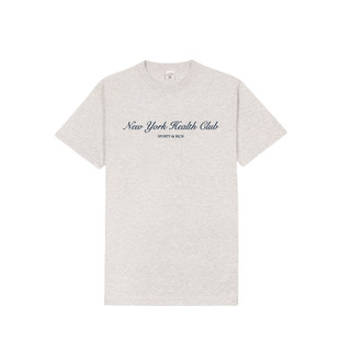 Sporty&Rich Tennis系列男女同款亚麻灰宽松休闲圆领短袖T恤上衣