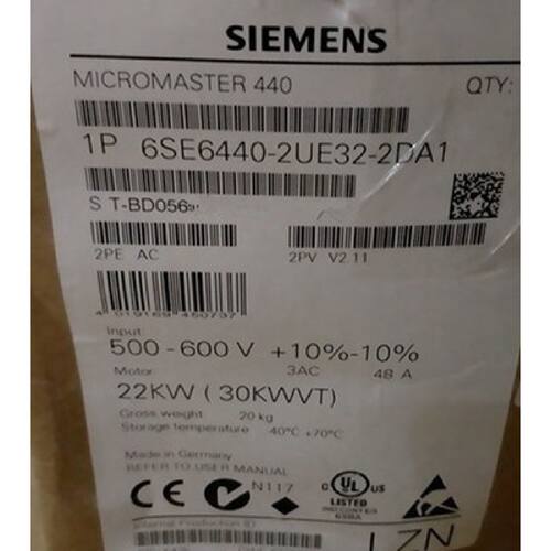 议价6SE64402UE322DA1西门子MM440变频器无滤波器6SE6440-2UE32-2