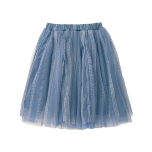 千趣会童装25年秋季女童蕾丝花纹网纱半身裙纯棉蓬蓬纱公主裙子