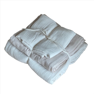 花大哥 松软の云朵棉三层纱四件套 全棉亲肤干爽透气简约日式床品