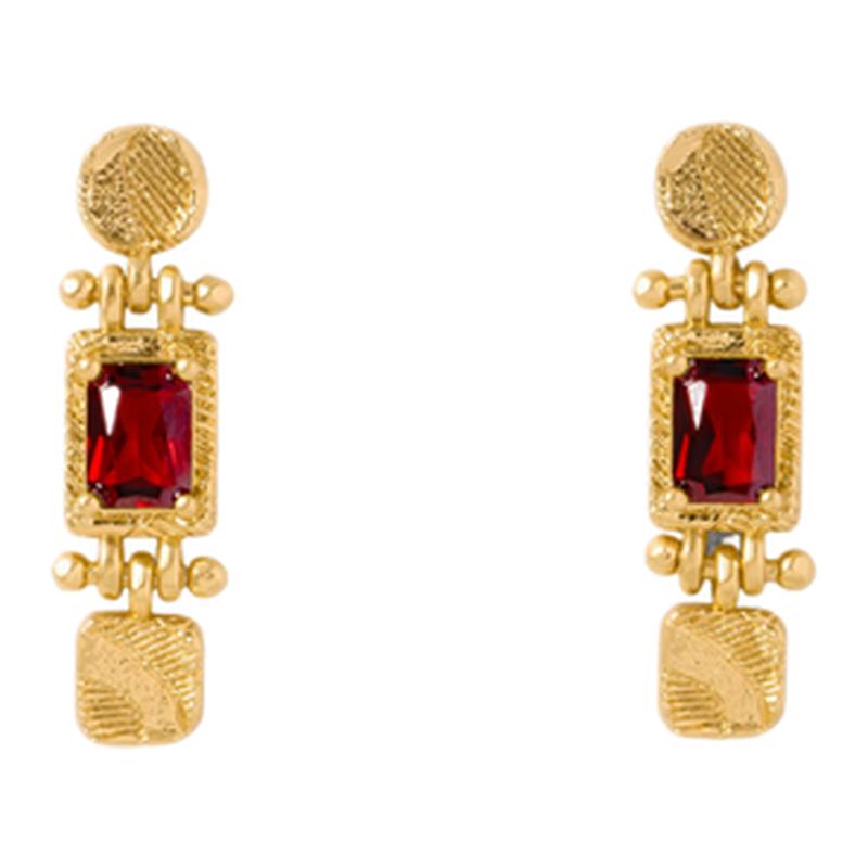 Dare买手店 Wens Jewels【瓶】系列浮雕镶石方块耳环金银双色几何