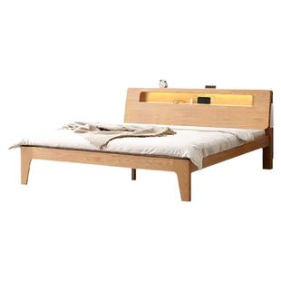 全实木灯光床卧室主卧带灯光双人床全实木家具北美红橡木材质北欧