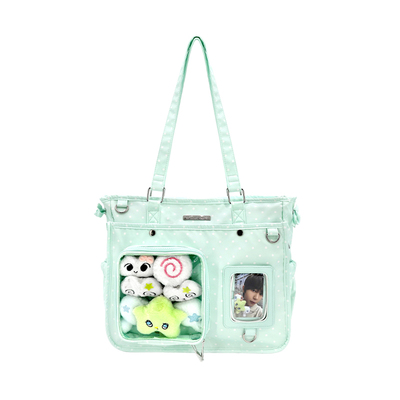 日常款大容量绿色波点痛包